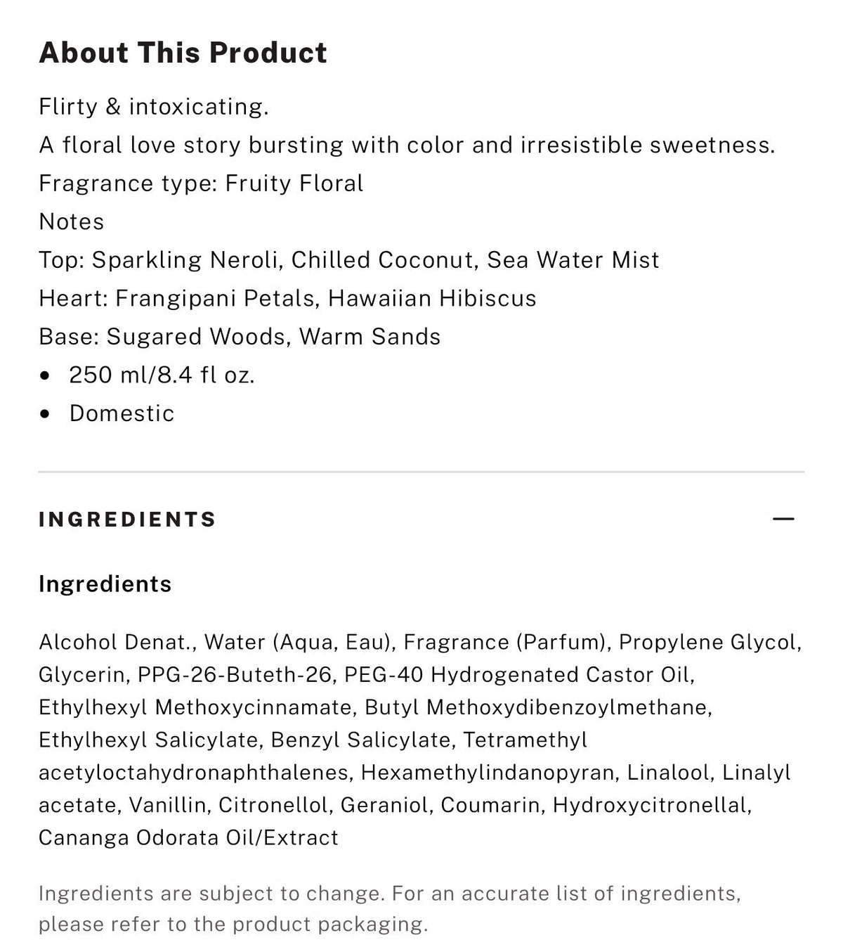 Victoria's Secret Isla Hibiscus Body Mist 250 ml Original